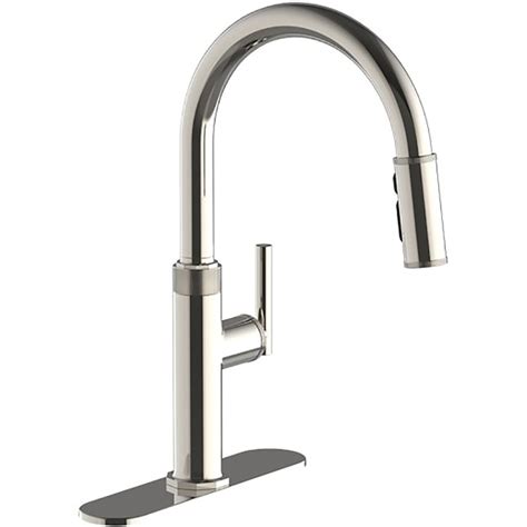 deck mount faucet nickel with pull spray metal housing|kohler lathe pull down faucet.